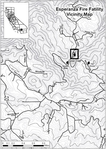 Esperanza Fire vicinity map